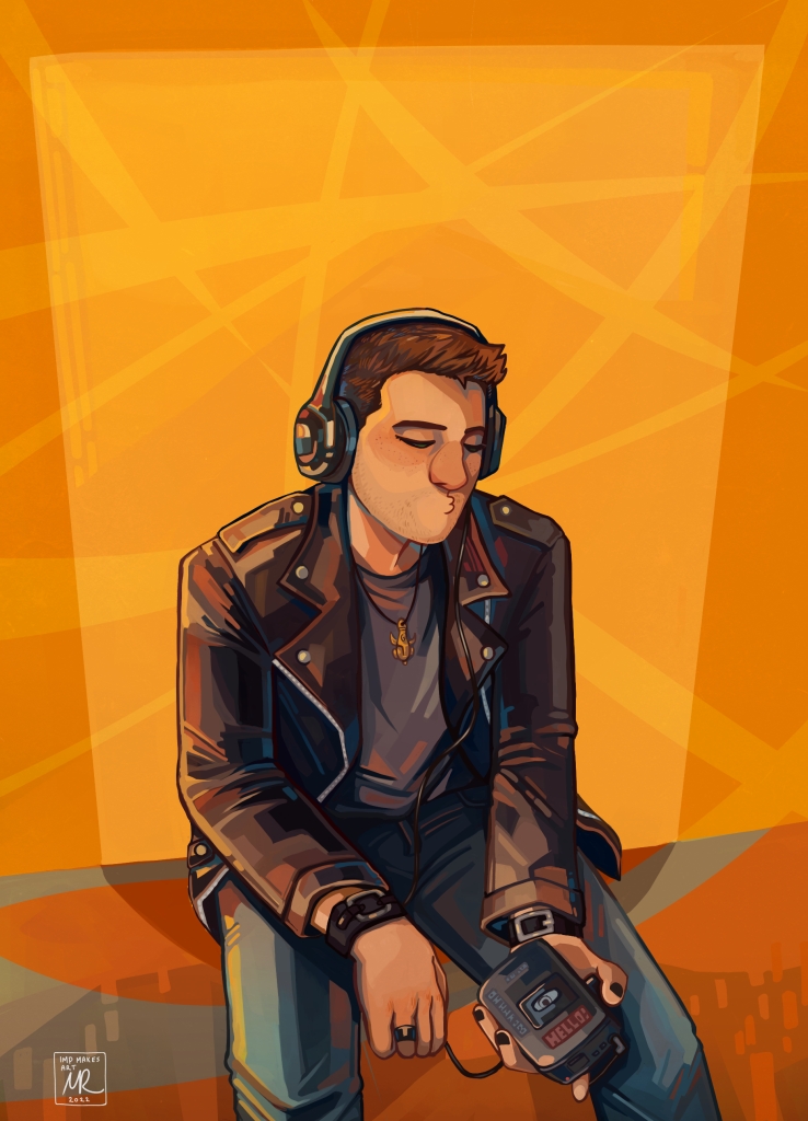 Dean Winchester listening to a tape